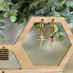 Load image into Gallery viewer, QUEEN OF THE FOXES EARRINGS - HUGGIES SLEEPER PETITE - CROSS