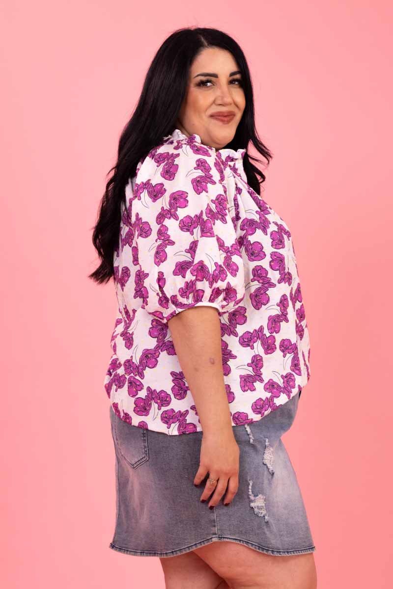 Mickey Top Cerise Floral