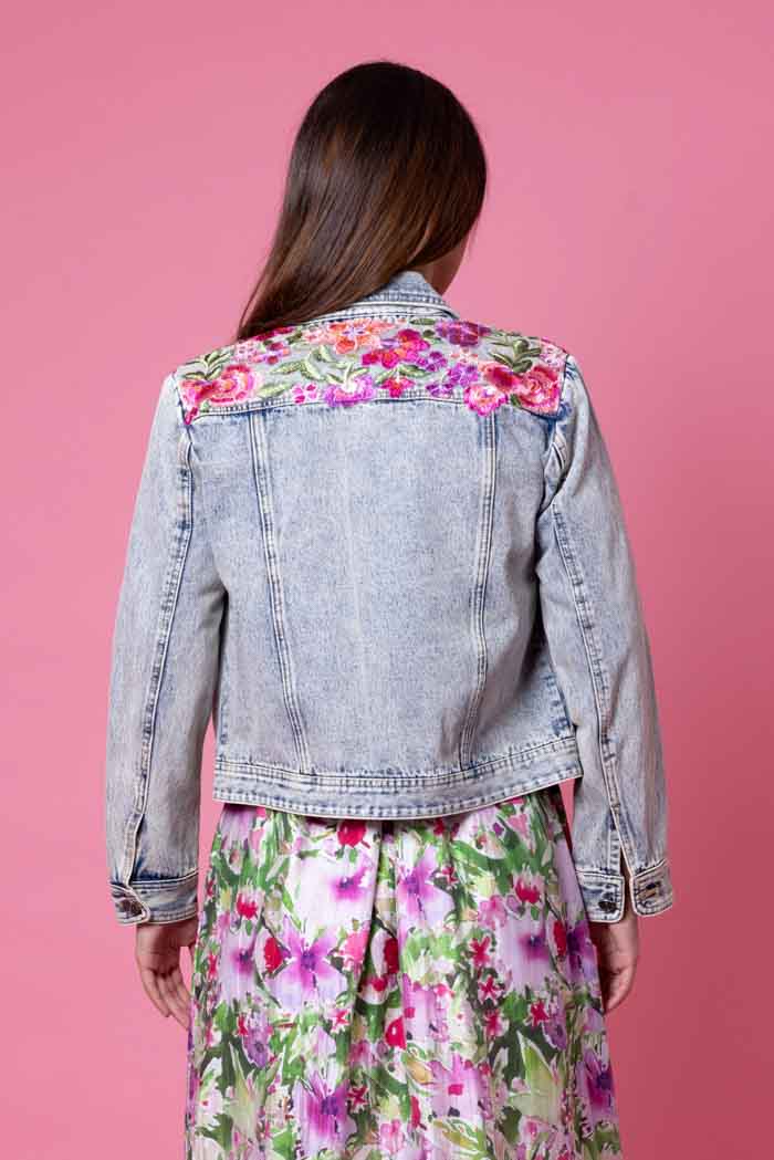 Maggie Denim Jacket Pink Lace