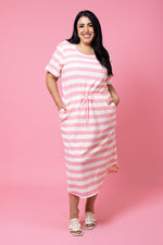 Load image into Gallery viewer, Kendra midi dress Pink Stripe
