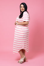 Load image into Gallery viewer, Kendra midi dress Pink Stripe
