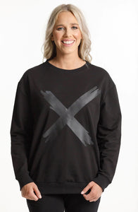 Classic Crew - Black with Matte Black X Print