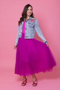 Tessa Mesh Maxi Skirt Magenta