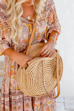 Load image into Gallery viewer, Orbital Straw Tote - Tan
