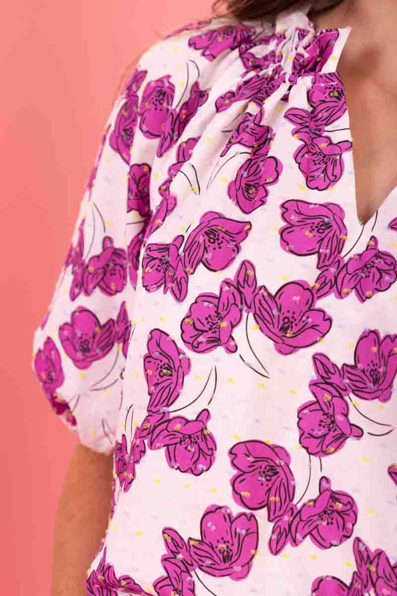 Mickey Top Cerise Floral