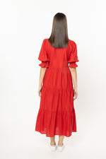 Load image into Gallery viewer, Mia Tiered Maxi dress Red Linen
