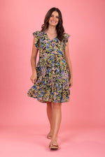 Load image into Gallery viewer, Miriam Dress Blue Floral
