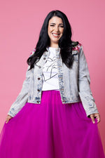 Load image into Gallery viewer, Maggie Denim Jacket Pink Lace
