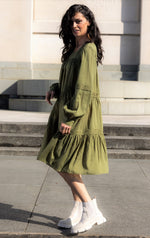 Load image into Gallery viewer, Oregano Dress Green Lyocell
