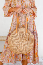 Load image into Gallery viewer, Orbital Straw Tote - Tan
