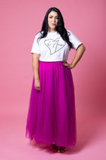 Load image into Gallery viewer, Tessa Mesh Maxi Skirt Magenta
