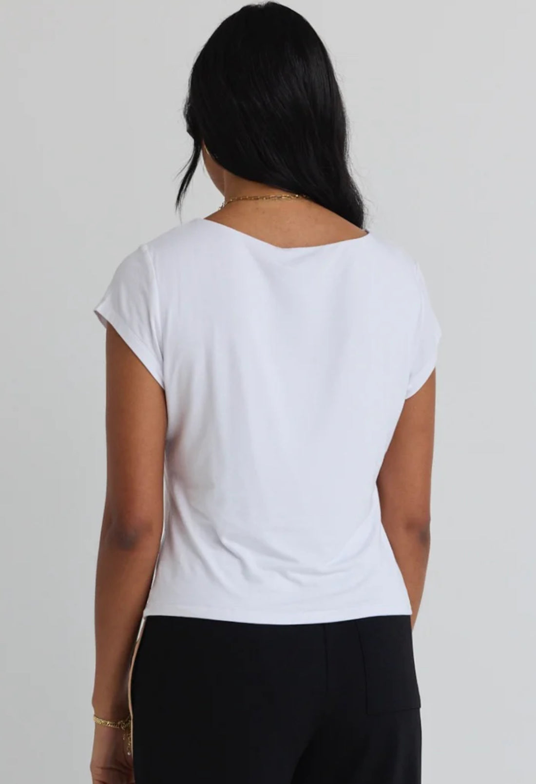 Impartial Ivory Cap Sleeve Boatneck Top