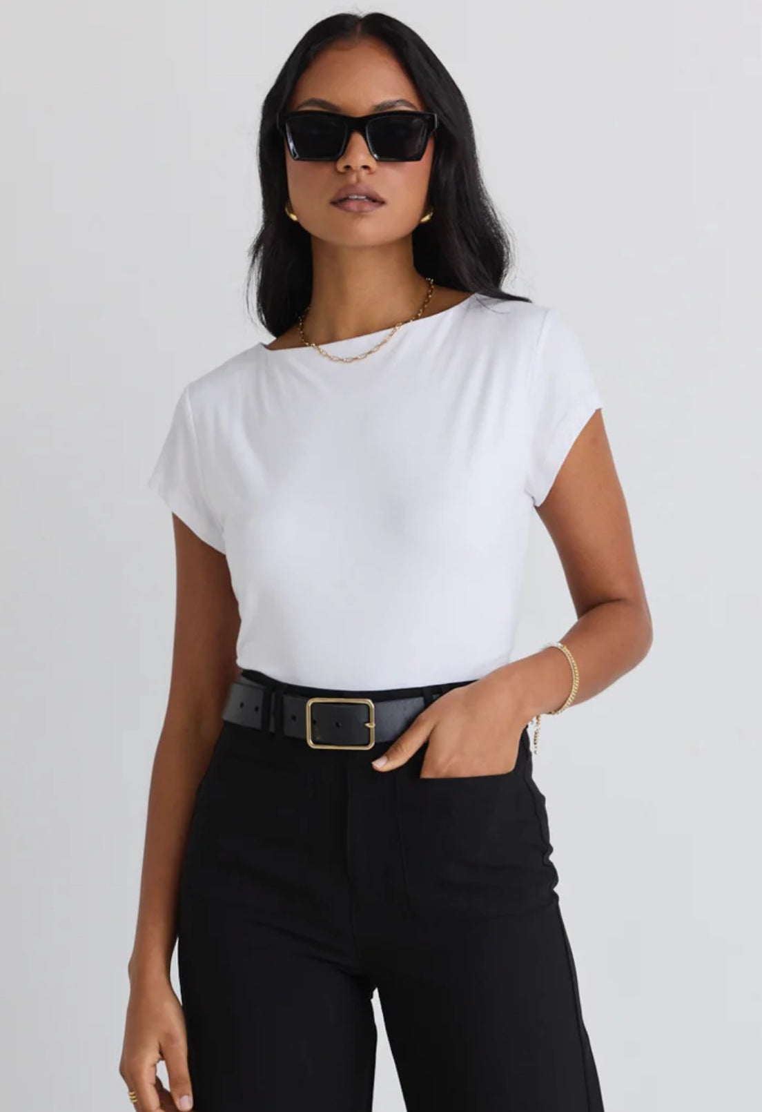 Impartial Ivory Cap Sleeve Boatneck Top