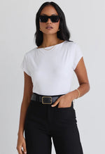 Load image into Gallery viewer, Impartial Ivory Cap Sleeve Boatneck Top
