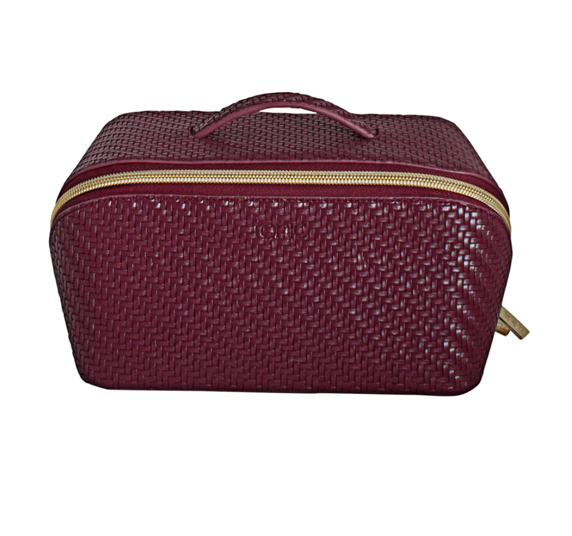 Herringbone Beauty Bag Medium Plum