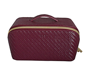 Herringbone Beauty Bag Medium Plum