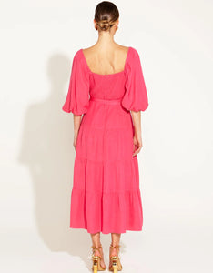 One And Only Tiered Midi Dress - Hot Pink
