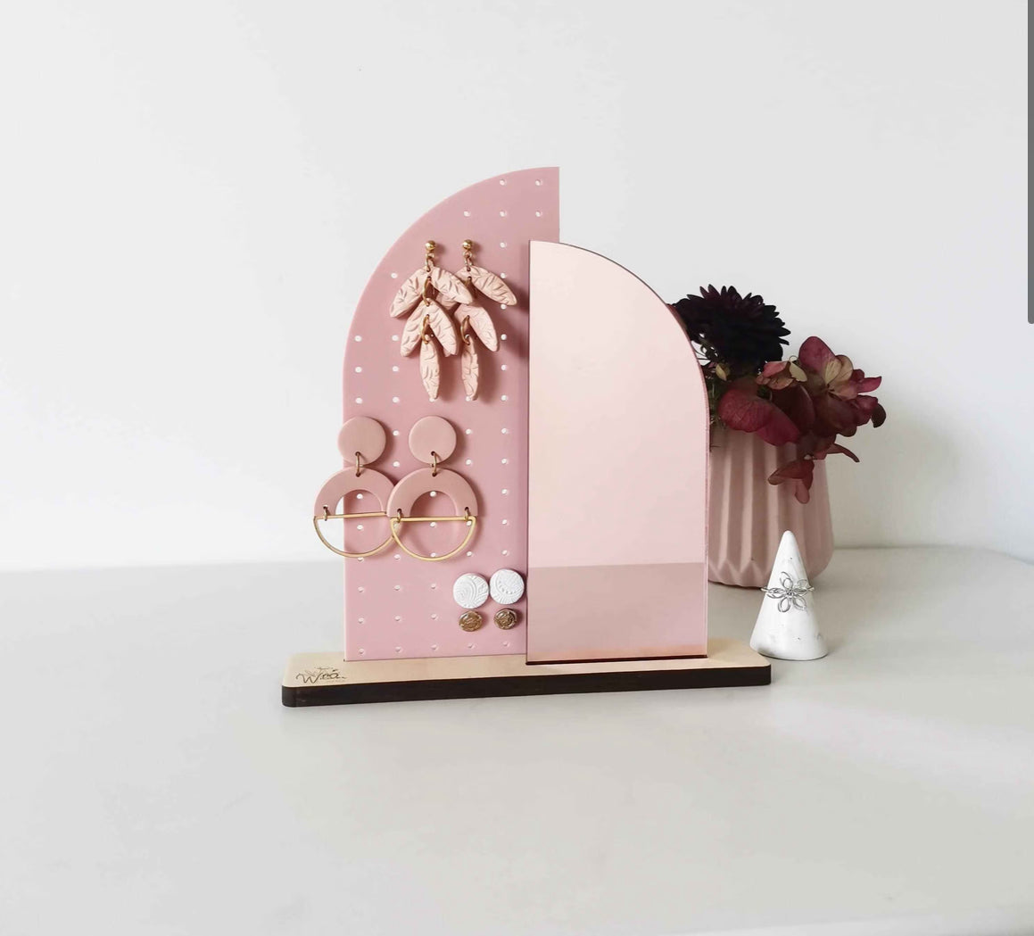 Blush and rose gold earring stand