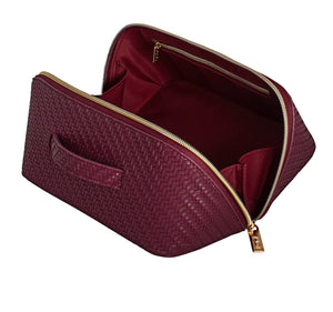 Herringbone Beauty Bag Medium Plum