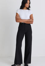 Load image into Gallery viewer, Zoey Black Tailored High Rise Wide Leg Pocket Pants
