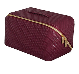 Herringbone Beauty Bag Medium Plum