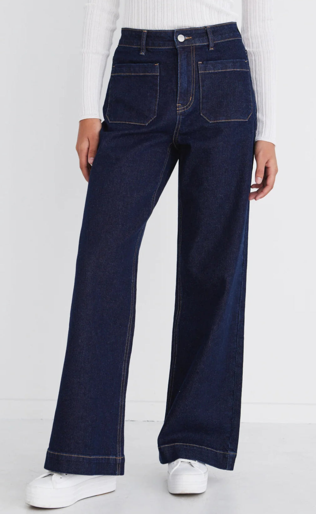 Zoey Indigo High Rise Wide Leg Pocket Jean