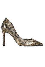 Load image into Gallery viewer, Knox Heel Black/Gold snakeskin
