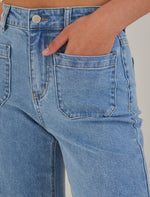 Load image into Gallery viewer, Zoey Light Blue High Rise Wide Leg Pocket Jean
