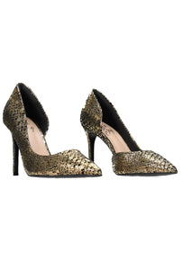 Knox Heel Black/Gold snakeskin