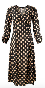 Load image into Gallery viewer, Sabrina dress, Latte polkadot
