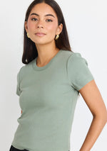 Load image into Gallery viewer, Study Khaki Rib Longer Baby Tee
