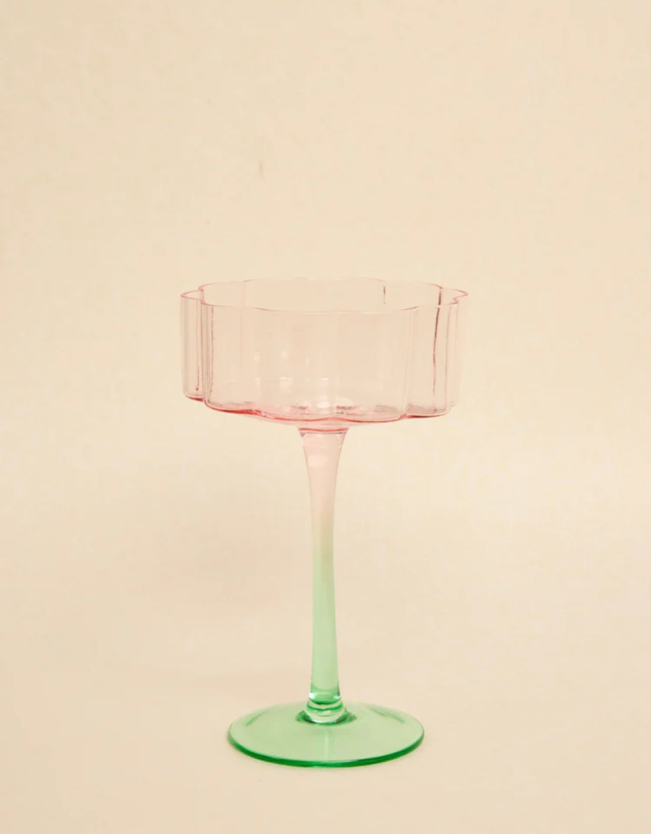 Bloom Wavy Pink Green Cocktail Glass