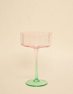Bloom Wavy Pink Green Cocktail Glass