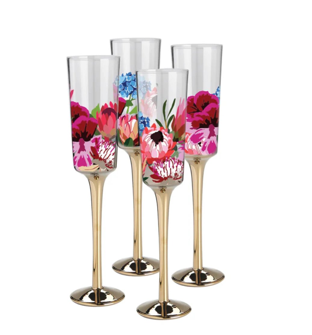 Botanical Blooms Champagne Flutes set of 4