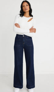 Zoey Indigo High Rise Wide Leg Pocket Jean