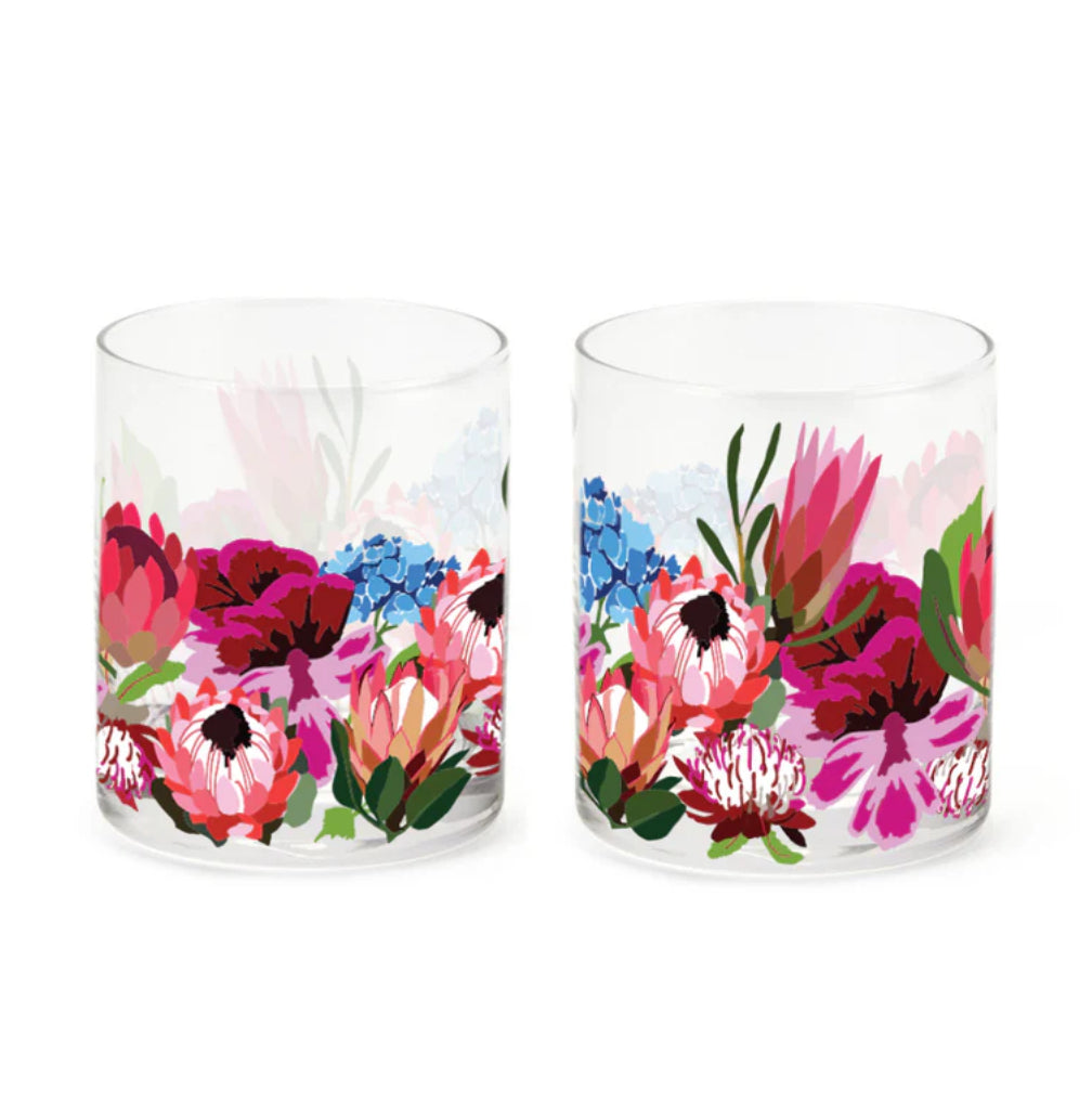 Botanical Blooms Glass Set of 4