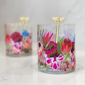 Botanical Blooms Glass Set of 4