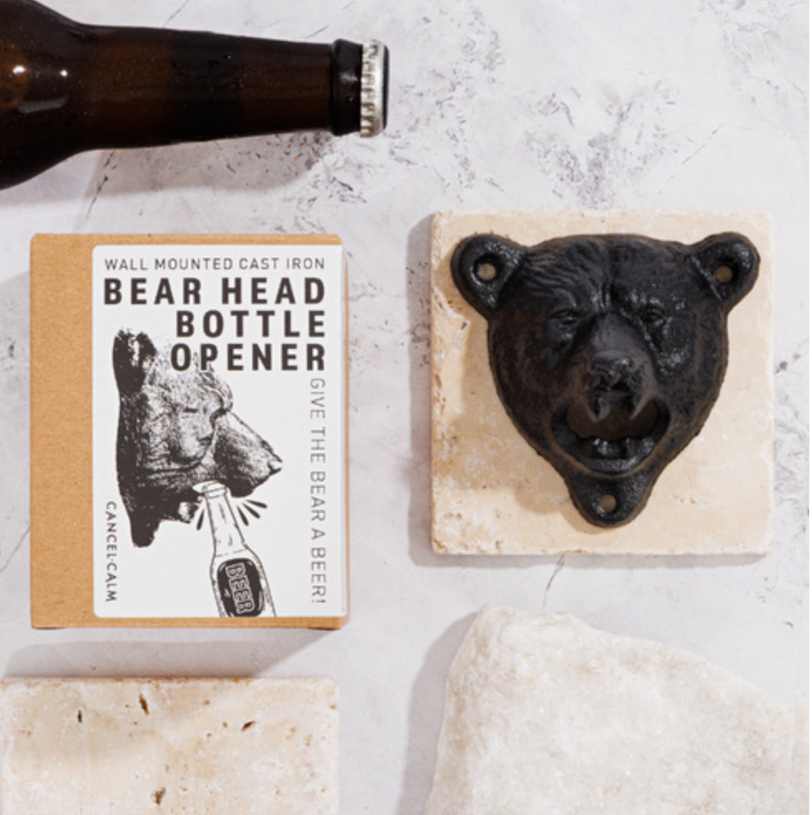 BEAR HEAD WALL MOUNTED BOTTLE OPENER (CAST IRON)