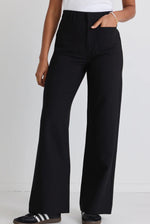 Load image into Gallery viewer, Zoey Black Tailored High Rise Wide Leg Pocket Pants
