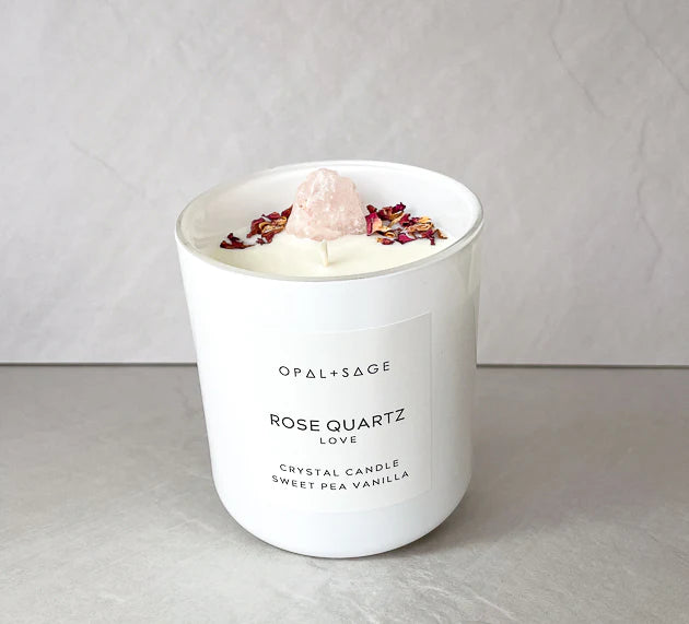 ROSE QUARTZ CRYSTAL CANDLE