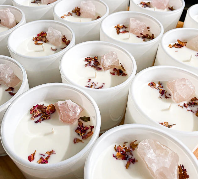 ROSE QUARTZ CRYSTAL CANDLE