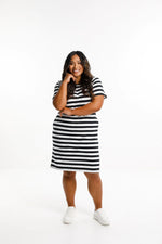 Load image into Gallery viewer, Taylor Tee Dress - Black and White Stripes
