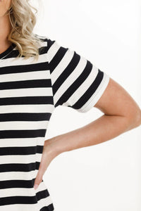 Taylor Tee Dress - Black and White Stripes