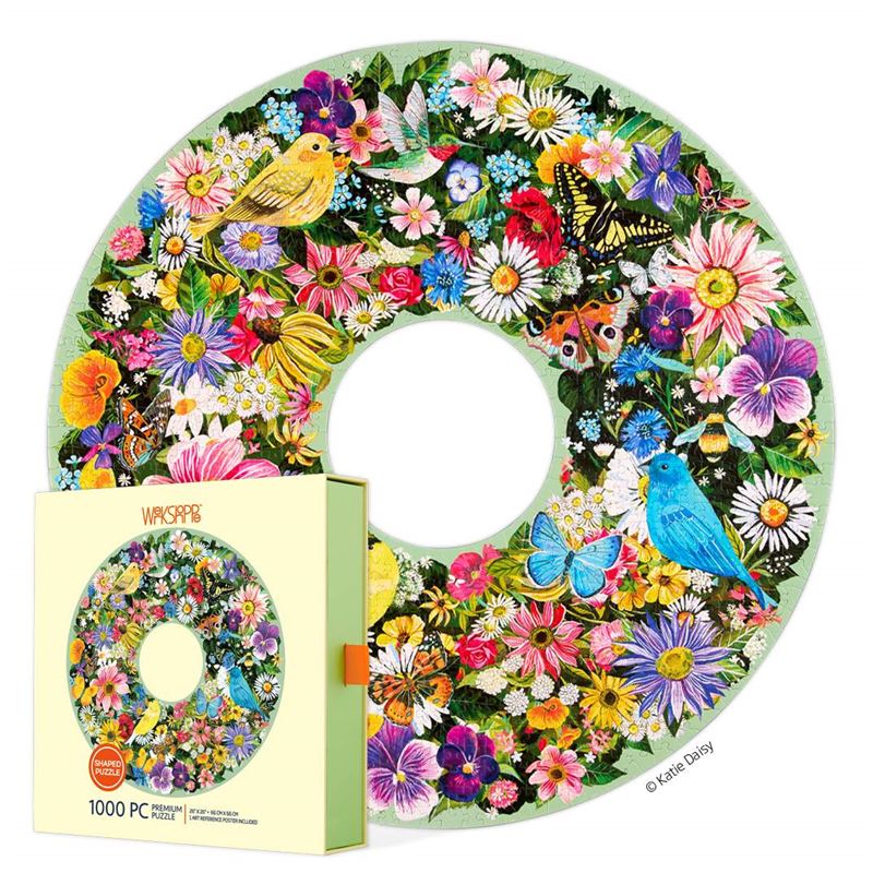 WerkShoppe - Spring Floral Wreath 1000 Pce - Round Puzzle