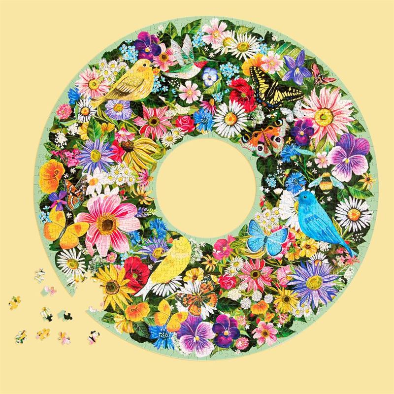 WerkShoppe - Spring Floral Wreath 1000 Pce - Round Puzzle