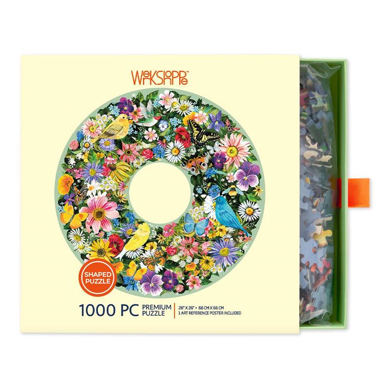 WerkShoppe - Spring Floral Wreath 1000 Pce - Round Puzzle