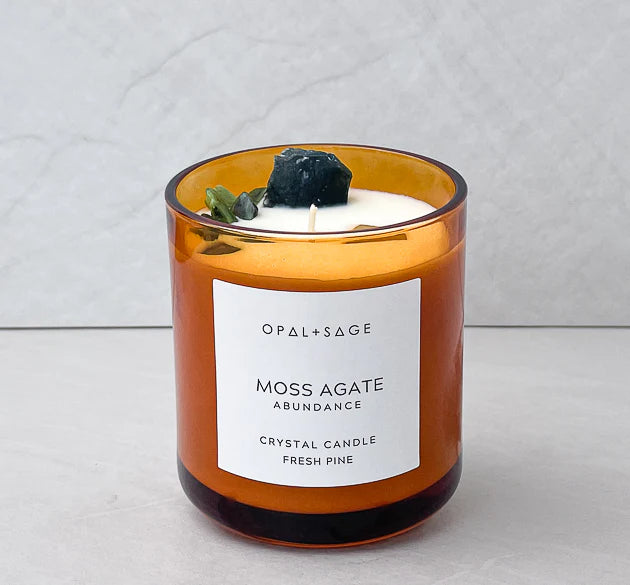 MOSS AGATE CRYSTAL CANDLE