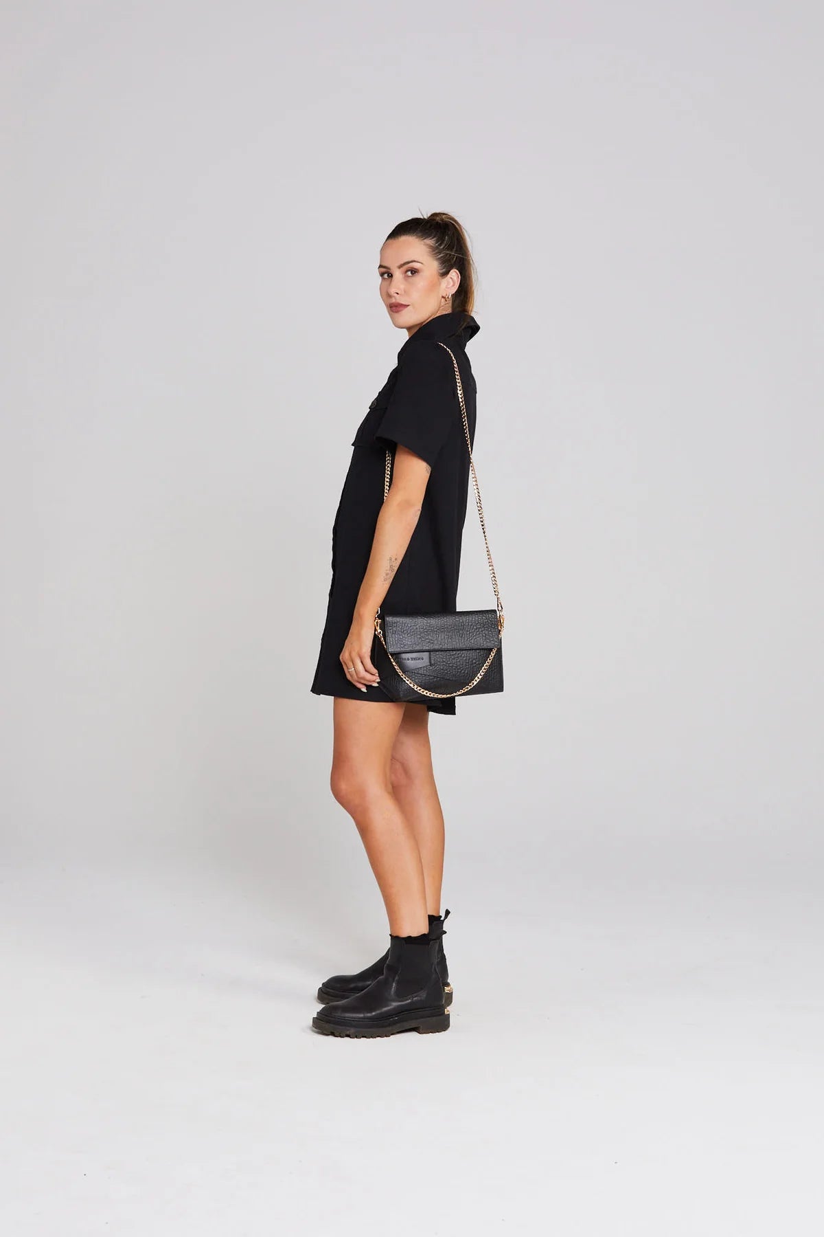 Annastasia Bag - Black Bubble Leather