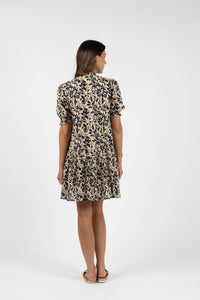 NAVY PRINT EDEN SHIFT DRESS