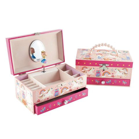 Rainbow woodland musical jewellery box